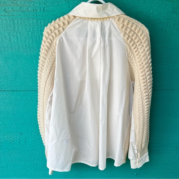 Sea New York Leni WOOL Fisherman Cable Knit Sweater Combo in Cream Size LARGE - Picture 14 of 14